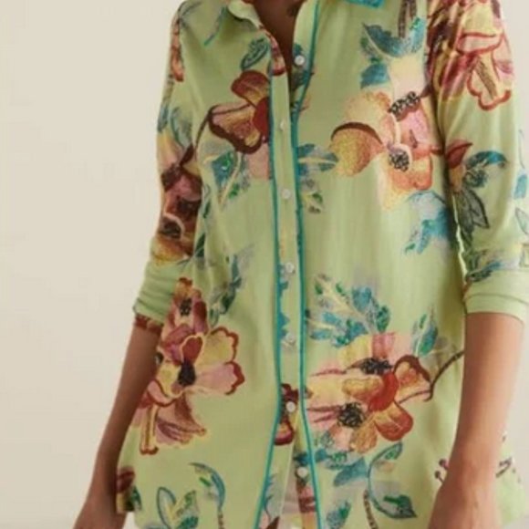 Soft surroundings elna tropical floral tunic blouse size M  nwots - Picture 2 of 5